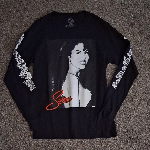 Selena Official Merch Graphic Print Longsleeve Crewneck T- Shirt Black Roses Y2K - Picture 1 of 4